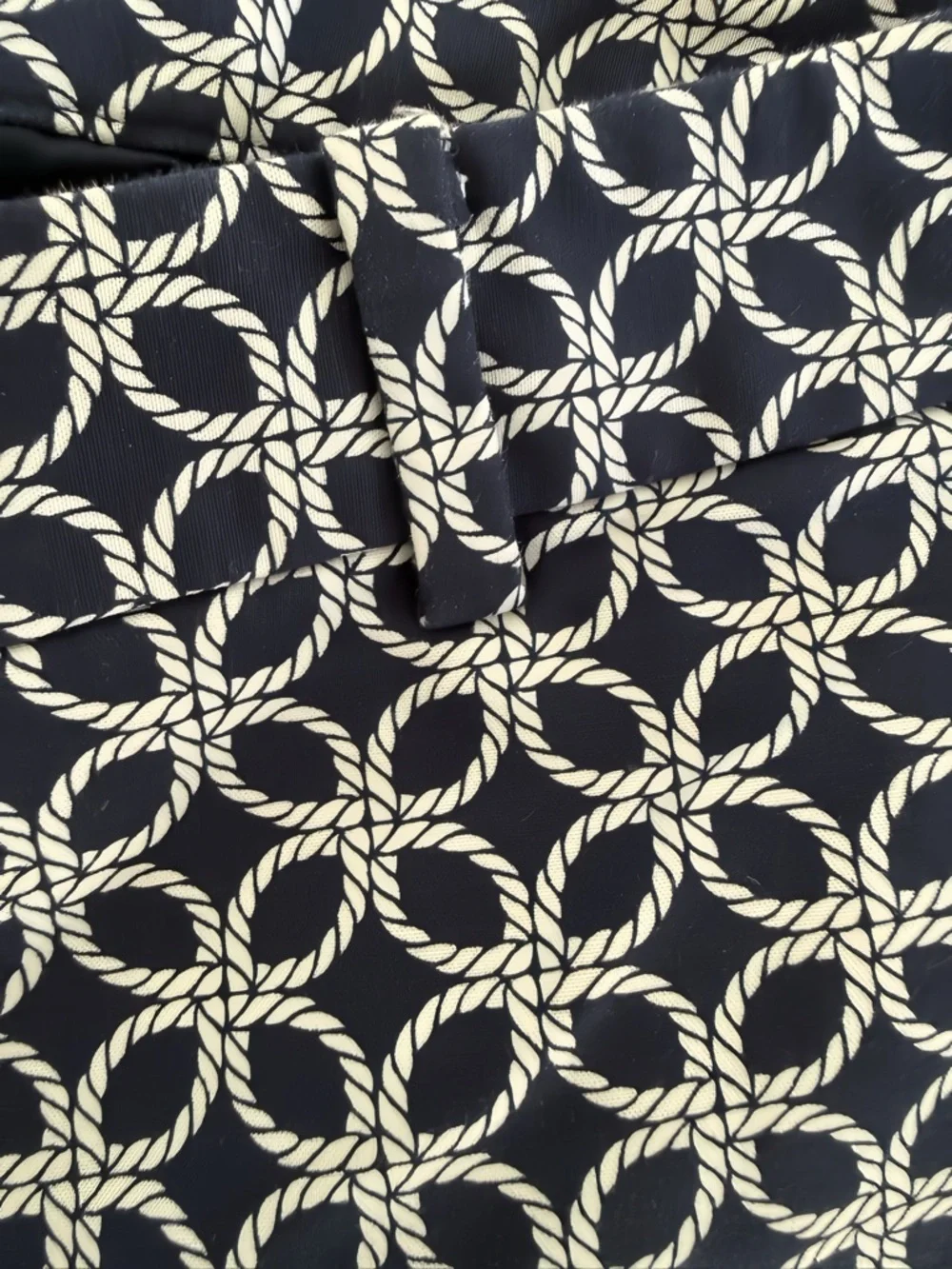 Michael Kors Womens Pants 8P Petite Navy White Geometric Print Tailored Career